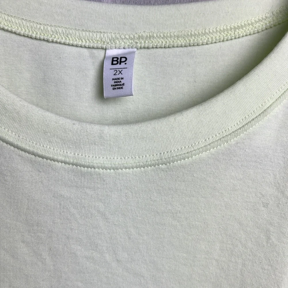 BP. Crop Lettuce Edge Organic Cotton Blend Tank in Green Limecream Size … - Picture 6 of 7